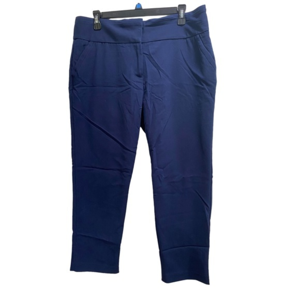 New York & Company 7th Ave Design Studio Womens Navy‎ Blue Crop Pants sz 12 NWOT